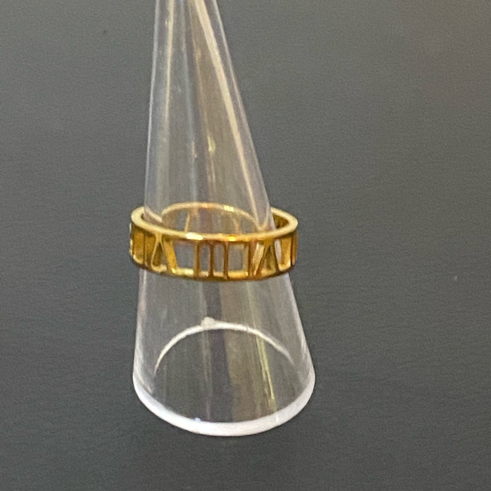 Gold Stainless Steel Roman Numeral Ring sz 9